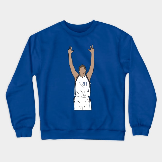 Dirk Nowitzki Three Pointer Celebration Crewneck Sweatshirt by rattraptees